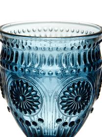 Wijnglazen Chambord met reliëfpatroon in blauw, 6 stuks, Glas, Blauw, Ø 9 x H 14 cm, 250 ml