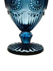 Copas de vino con relieves Chambord, 6 uds., Vidrio, Azul, Ø 9 x Al 14 cm, 250 ml