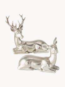 Figuras decorativas ciervos Tobin, 2 uds., Plástico, Plateado, An 15 x Al 15 cm