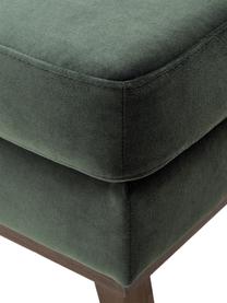 Sofa-Hocker Alva aus Samt in Grün mit Buchenholz-Füßen, Bezug: Samt (Hochwertiger Polyes, Gestell: Massives Kiefernholz, Füße: Massives Buchenholz, gebe, Samt Oliv, 74 x 30 cm