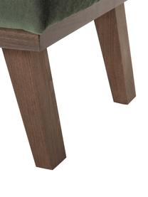 Poggiapiedi da divano in velluto verde oliva Alva, Rivestimento: velluto (copertura in pol, Struttura: legno di pino massiccio, Piedini: legno massello di faggio,, Oliva, Larg. 74 x Alt. 30 cm