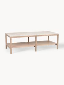 Grande table basse Orwel, Travertin beige clair, chêne clair, larg. 140 x haut. 60 cm