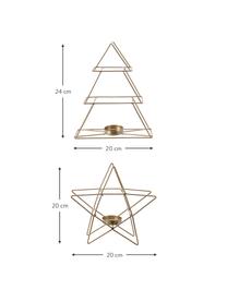 Metalen theelichthouderset Dana, set van 2, Frame: gepoedercoat metaal, Goudkleurig, Set met verschillende formaten