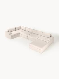 Sofa modułowa Russell, Tapicerka: 100% bawełna Dzięki tkani, Stelaż: lite drewno sosnowe, skle, Nogi: tworzywo sztuczne Ten pro, Jasnobeżowa tkanina, S 412 x G 206 cm