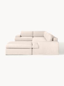 Sofa modułowa Russell, Tapicerka: 100% bawełna Dzięki tkani, Stelaż: lite drewno sosnowe, skle, Nogi: tworzywo sztuczne Ten pro, Jasnobeżowa tkanina, S 412 x G 206 cm