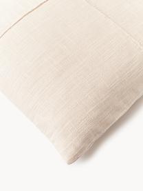 Bavlněný povlak na polštář s dekorativním prošíváním Terre, 70 % bavlna, 30 % len, Světle béžová, Š 45 cm, D 45 cm