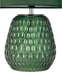 Lampada da comodino con base in vetro Crystal Velours, Paralume: velluto, Base della lampada: vetro, Verde, Ø 25 x Alt. 37 cm