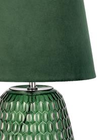 Tafellamp Crystal Velours met glazen voet, Lampenkap: fluweel, Lampvoet: glas, Groen, Ø 25 x H 37 cm