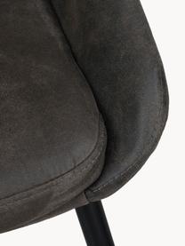 Krzesło tapicerowane ze sztucznej skóry Sierra, 2 szt., Tapicerka: poliester imitujący zamsz, Nogi: metal lakierowany, Ciemnobrązowa sztuczna skóra, czarny, S 49 x G 55 cm