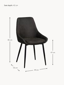 Čalouněné židle z imitace kůže Sierra, 2 ks, Tmavě hnědá, černá, Š 49 cm, H 55 cm