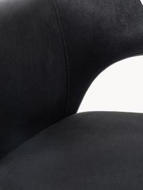 Krzesło z podłokietnikami z aksamitu Rachel, Tapicerka: aksamit (poliester) Dzięk, Nogi: metal malowany proszkowo, Stelaż: sklejka Ten produkt jest , Czarny aksamit, S 55 x G 65 cm