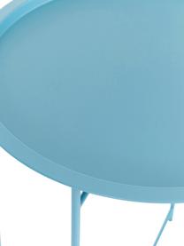 Table d'appoint avec plateau amovible Sangro, Acier, laqué, Bleu, Ø 46 x haut. 52 cm