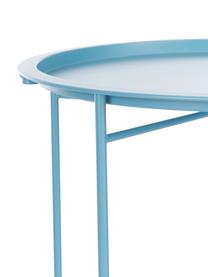 Table d'appoint avec plateau amovible Sangro, Acier, laqué, Bleu, Ø 46 x haut. 52 cm