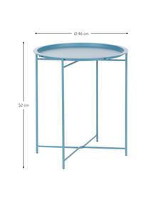 Table d'appoint avec plateau amovible Sangro, Acier, laqué, Bleu, Ø 46 x haut. 52 cm