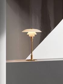 Lampa stołowa ze szkła dmuchanego PH 3/2, Stelaż: mosiądz metalizowany, Odcienie złotego, biały, Ø 29 x 47 cm