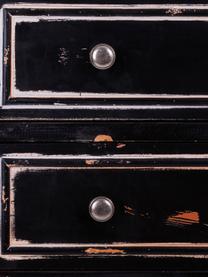Chiffonnier de madera de abeto Rene, estilo vintage, Tablero: fibras de densidad media , Negro, plateado, tonos marrones, An 80 x Al 142 cm