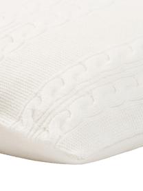 Povlak na polštář z čistého kašmíru s pleteným vzorem Leonie, Krémově bílá