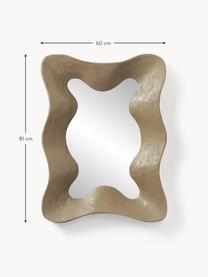 Wandspiegel Riva mit gewelltem Rahmen aus Mangoholz, Rahmen: Mangoholz, lackiert, Spiegelfläche: Spiegelglas, Mangoholz, B 60 x H 81 cm