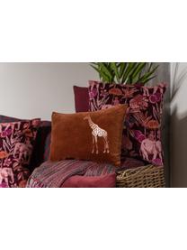 Samt-Kissen Giraffe, mit Inlett, Bezug: 100% Baumwolle, Bordeauxfarben, Goldfarben, 30 x 50 cm