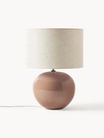Keramik-Tischlampe Marin, Lampenschirm: Leinen (100 % Polyester), Nougat, Hellbeige, Ø 35 x H 46 cm