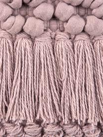 Kissenhülle Monika in Altrosa mit Fransendekor, 100% Baumwolle, Altrosa, 30 x 50 cm