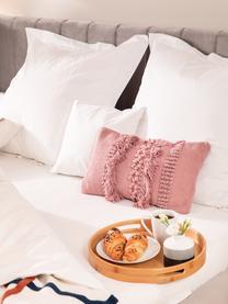 Poszewka na poduszkę z frędzlami Monika, 100% bawełna, Brudny różowy, S 30 x D 50 cm