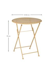 Table de balcon pliante métal Yenti, Métal, enduit, Jaune, Ø 60 x haut. 70 cm