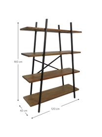 Libreria in stile industriale Levin, Ripiani: legno misto Java Struttur, Marrone, nero, Larg. 120 x Alt. 160 cm