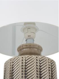 Keramische tafellamp Nia, Lampenkap: textiel, Lampvoet: keramiek, vernikkeld meta, Lampenkap: wit. Lampvoet: bruin, nikkelkleurig, Ø 26 x H 43 cm