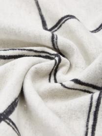 Plaid blanc et noir à carreaux Silvretta, 85 % coton, 8 % viscose, 7 % polyacrylique, Blanc naturel, noir, larg. 140 x long. 200 cm