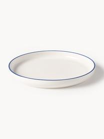 Assiettes à dessert en porcelaine Facile, 2 pièces, Porcelaine robuste de haute qualité (env. 50 % kaolin, 25 % quartz et 25 % feldspath), Blanc cassé avec bordure bleu foncé, Ø 20 x haut. 2 cm