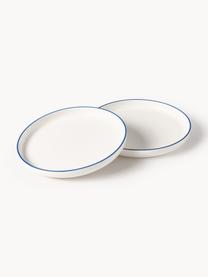 Assiettes à dessert en porcelaine Facile, 2 pièces, Porcelaine robuste de haute qualité (env. 50 % kaolin, 25 % quartz et 25 % feldspath), Blanc cassé avec bordure bleu foncé, Ø 20 x haut. 2 cm