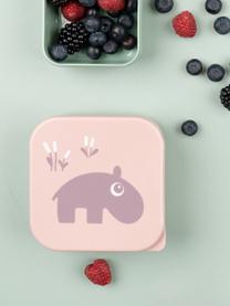 Set di 3 lunch box Deer Friends, Plastica, Rosa chiaro, verde salvia, ocra, Set in varie misure