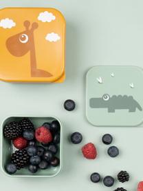 Kinderlunchbox Deer Friends, set van 3, Kunststof, Lichtroze, saliegroen, okergeel, Set met verschillende formaten