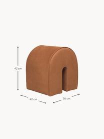 Pouf rembourré en cuir nubuck Curved, Cuir brun clair, larg. 36 x long. 42 cm