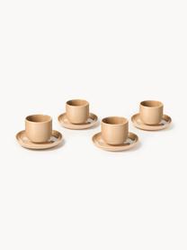 Tazzine da caffè in porcellana con piattino Nessa 4 pz, Porcellana a pasta dura di alta qualità smaltata, Pesca lucido, Ø 7 x Alt. 6 cm, 90 ml