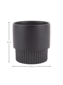 Cache-pot céramique Ribbed, Céramique, Noir, Ø 16 cm x haut. 15 cm