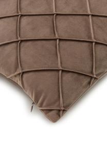 Samt-Kissenhülle Luka mit Struktur-Karomuster, Samt (100 % Polyester), Braun, B 40 x L 40 cm