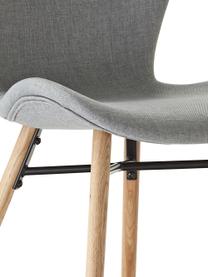 Polsterstühle Batilda, 2 Stück, Bezug: Polyester Der Bezug weist, Beine: Eichenholz, massiv, klarl, Webstoff Hellgrau, Eichenholz, B 47 x T 53 cm