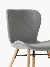 Gestoffeerde stoelen Batilda, 2 stuks, Bekleding: polyester De bekleding he, Poten: eikenhout, massief, blank, Geweven stof grijs, B 47 x D 53 cm