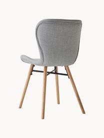 Gestoffeerde stoelen Batilda, 2 stuks, Bekleding: polyester De bekleding he, Poten: eikenhout, massief, blank, Geweven stof grijs, B 47 x D 53 cm