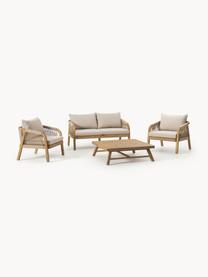 Tuin loungeset Lu van acaciahout, 4-delig, Frame: massief acaciahout, Grijs, acaciahout, B 143 x D 72 cm