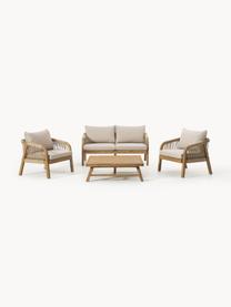 Set lounge para exterior de madera de acacia Lu, 4 pzas., Estructura: madera de acacia maciza, Gris, madera de acacia, An 143 x F 72 cm