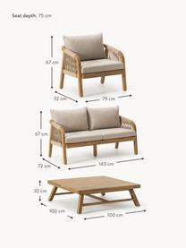 Tuin loungeset Lu van acaciahout, 4-delig, Frame: massief acaciahout, Grijs, acaciahout, B 143 x D 72 cm