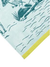 Plážová osuška z bavlny Oceano, 100 %  bavlna, Žltá, tóny modrej, Š 100 x D 180 cm