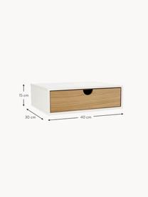 Wand-Nachttisch Farsta mit Schublade, Mitteldichte Holzfaserplatte (MDF) mit Eichenholzfurnier, Eichenholz, Weiß, B 40 x H 15 cm