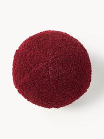 Coussin rond en peluche Dotty, Lie de vin, Ø 30 cm