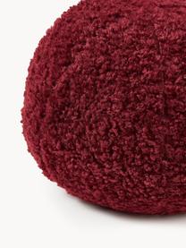 Coussin rond en peluche Dotty, Lie de vin, Ø 30 cm