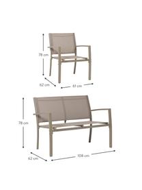 Set lounge para exterior Trent, 4 pzas., Estructura: aluminio con pintura en p, Asiento: tela, Tablero: vidrio, Beige, Set de diferentes tamaños