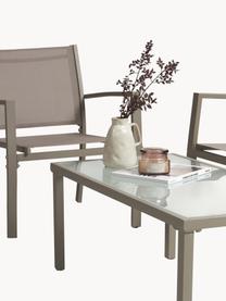 Outdoor loungeset Trent, 4-delig, Frame: gepoedercoat aluminium, Zitvlak: textiel, Tafelblad: glas, Beige, Set met verschillende formaten